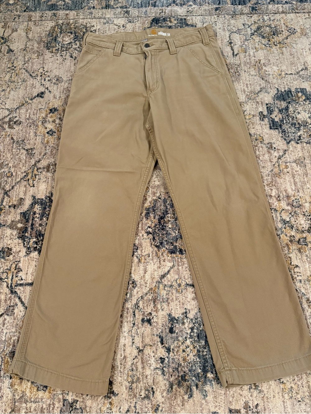 Carhartt Mens 32x30 Khaki Tan Relaxed Fit Canvas Workwear Work Pants
